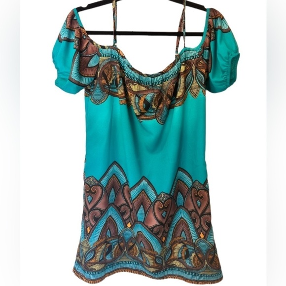 Glam Y2K Bohemian off the Shoulder Short Dress Size S - Picture 1 of 9